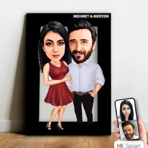 Kişiye Özel Sevgili Karikatür Ahşap Tablo - Mx8