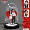 Kişiye Özel Sevgililer Günü Hediyesi Gelin Damat Işıklı Karikatür Fanus Biblo Fn38