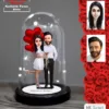 Kişiye Özel Sevgililer Günü Hediyesi Gelin Damat Işıklı Karikatür Fanus Biblo Fn39