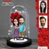 Kişiye Özel Sevgililer Günü Hediyesi Işıklı Karikatür Fanus Biblo Fn43