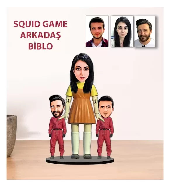 Kişiye Özel Squid Game Tasarımlı Karikatür Arkadaş Biblo