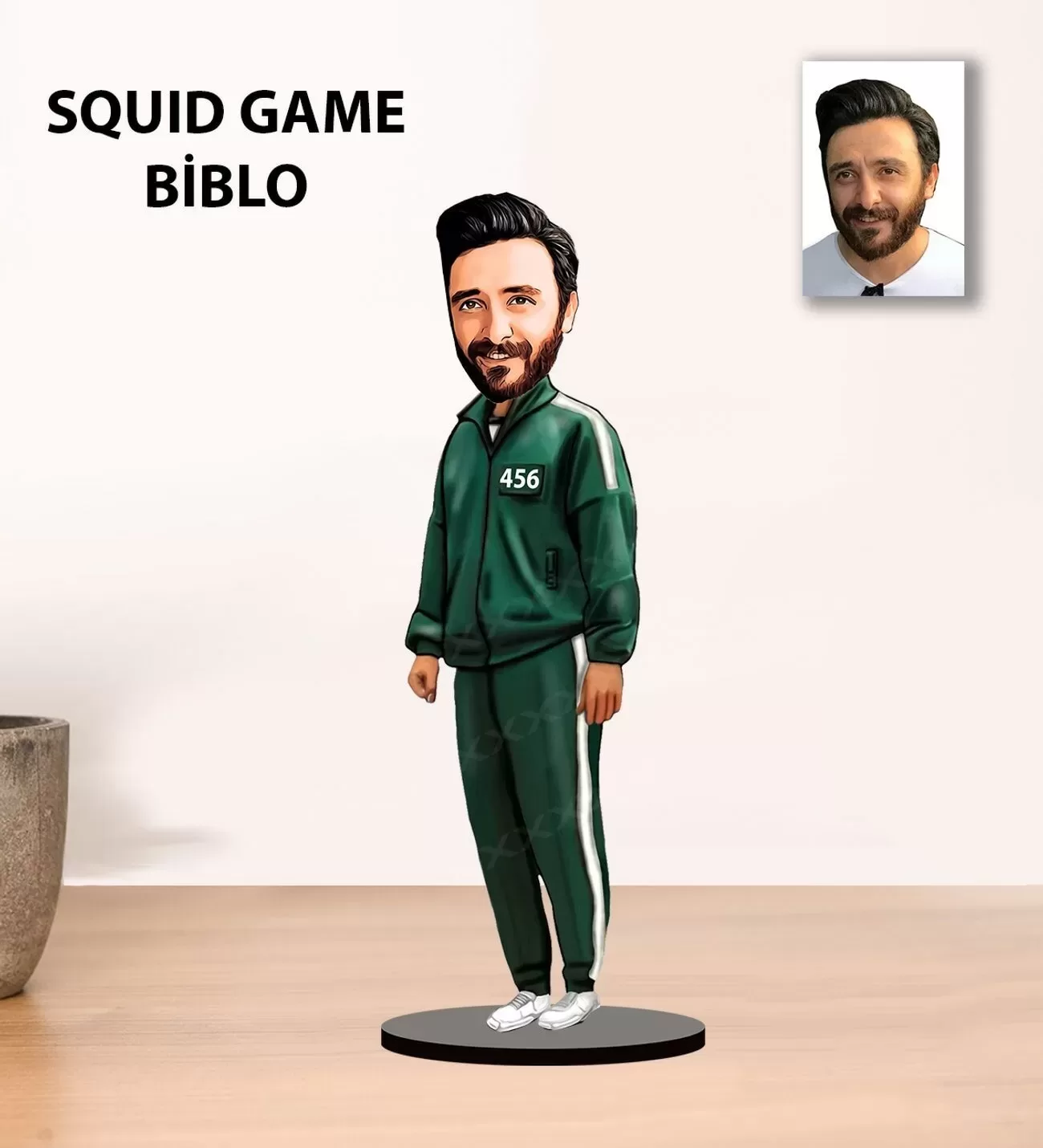 Kişiye Özel Squıd Game Tasarımlı Karikatür Erkek Biblo