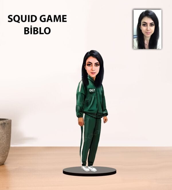 Kişiye Özel Squid Game Tasarımlı Karikatür Kadın Biblo
