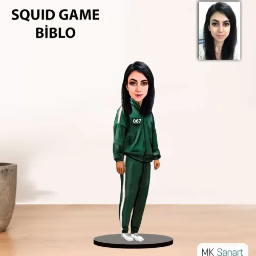 Kişiye Özel Squid Game Tasarımlı Karikatür Kadın Biblo