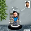 Kişiye Özel Telefoncu Tasarımlı Işıklı Karikatür Fanus Biblo Fn90