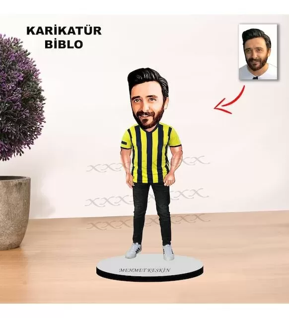 Kişiye Özel Karikatür Fenerbahçe Taraftar Tasarımlı Erkek Biblo Xkb17