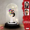 Kişiye özel Sevgili Hediye,sevgililer günü Karikatür Hediyesi, Karikatür hediye, Dekoratif Karikatür ışıklı Fanus , Sevgililer günü Hediyesi