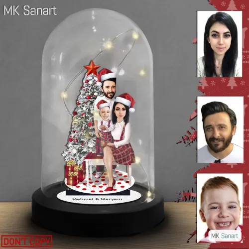 "Özel Noel Hediyesi: Kişiye Özel Karikatür Işıklı Fanus Bibl…