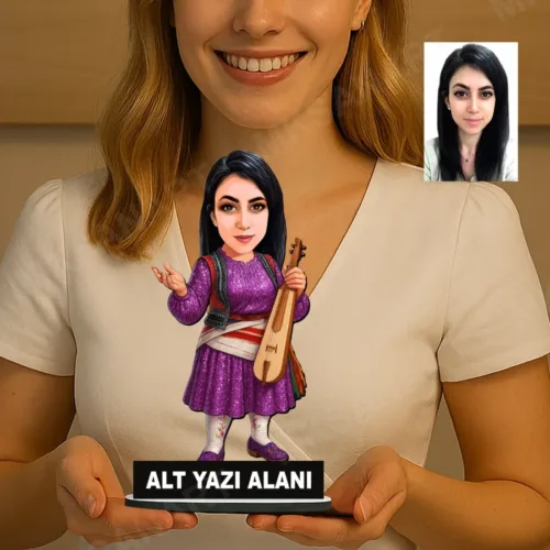 Kişiye Özel Müzisyen Karikatürlü 18 cm MDF Masaüstü Biblo -…