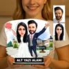 Kişiye Özel 2 Kişilik Gelin Damat Düğün Konseptli Sevgili Karikatürlü 18 cm MDF Masaüstü Biblo – Sevgiliye ve Eşe Hediye | Çiftlere Özel Hediye