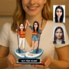 Kişiye Özel 2 Kişilik Supboard Süren Kadın Arkadaşlar Karikatürlü 18 cm MDF Masaüstü Biblo – Masaüstü Hediye
