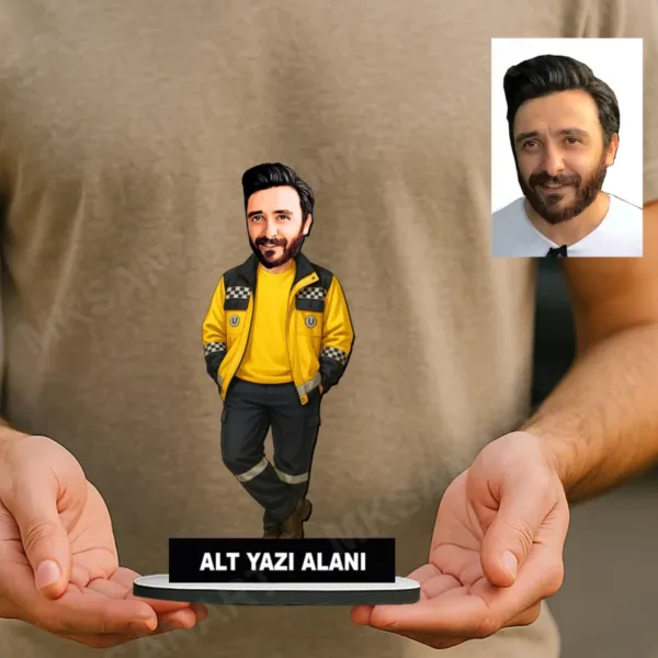 Kişiye Özel Acil Tıp Teknisyeni Karikatürlü 18 cm MDF Masaüstü Biblo - Acil Tıp Teknisyeni Hediyesi | Hemşire ve Sağlık Çalışanı Hediyesi