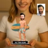 Kişiye Özel Sup Board Süren Erkek5 Karikatürlü 18 cm MDF Masaüstü Biblo – Masaüstü Hediye