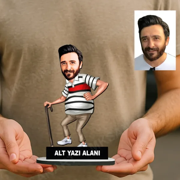 Kişiye Özel Yaşlı Erkek Emekli Karikatürlü 18 cm MDF Masaüstü Biblo - Emeklilik Hediyesi | İş Arkadaşına Veda Hediyesi