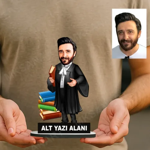 Kişiye Özel Avukat Karikatürlü 18 cm MDF Masaüstü Erkek