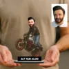Fotoğraftan Kişiye Özel Motor Karikatürlü 18 cm MDF Masaüstü Biblo – Motor Hediyesi | Yeni İş ve Meslek Hediyesi