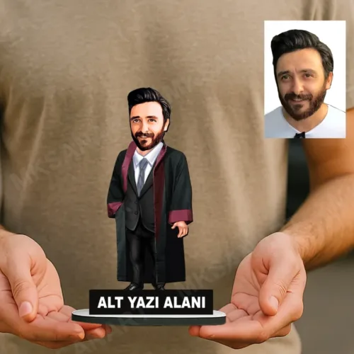 Fotoğraftan Kişiye Özel Avukat Karikatürlü 18 cm MDF Erkek