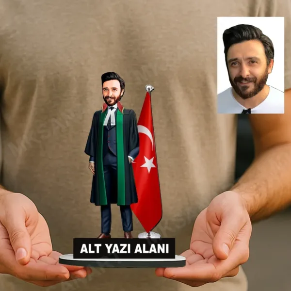 Avukat Temalı Kişiye Özel Karikatürlü 18 cm MDF Masaüstü Biblo - Avukat Hediyesi | Avukata ve Hukukçuya Hediye
