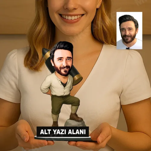 Kişiye Özel Seyitonbaşı Erkek Karikatürlü 18 cm MDF Masaüstü…
