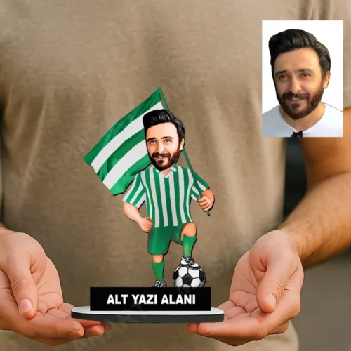 Kişiye Özel Erkek Yeşil Ve Beyaz Bayraklı Karikatürlü 18 cm…
