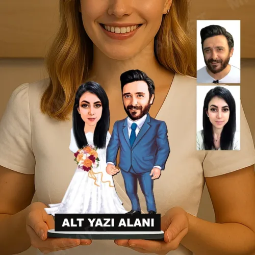 Kişiye Özel Fotoğraflı 2 Kişilik Gelin Damat Düğün Konseptli…