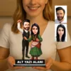 Kişiye Özel 2 Kişilik Karanedizli Çift Sevgili Evli Karikatürlü 18 cm MDF Masaüstü Biblo – Sevgiliye ve Eşe Hediye | Çiftlere Özel Hediye