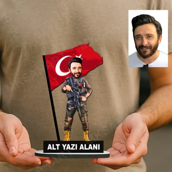 Özel Harekat Polisi Karikatürlü Kişiye Özel Karikatürlü 18 cm MDF Masaüstü Biblo - Polise Hediye | Polis Hediyesi