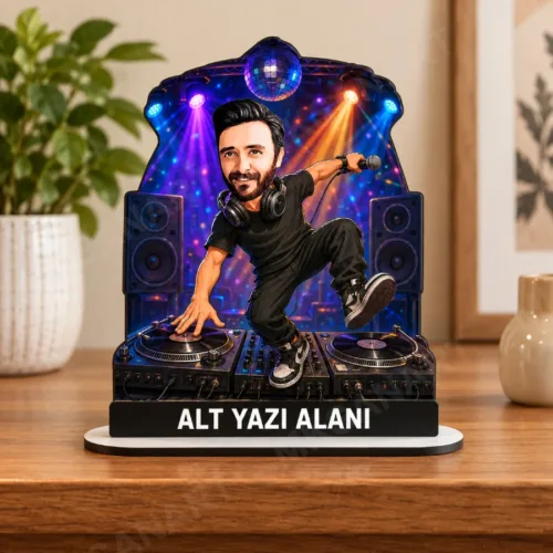 Kişiye Özel Dj Club Karikatürlü 18 cm MDF Masaüstü Biblo - D…