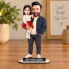 Kişiye Özel Baba Kız Karikatürlü 18 cm MDF Masaüstü Biblo – Baba Hediyesi