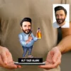 Fotoğraftan Kişiye Özel Alkolik Erkek Karikatürlü 18 cm MDF Masaüstü Biblo – Masaüstü Hediye