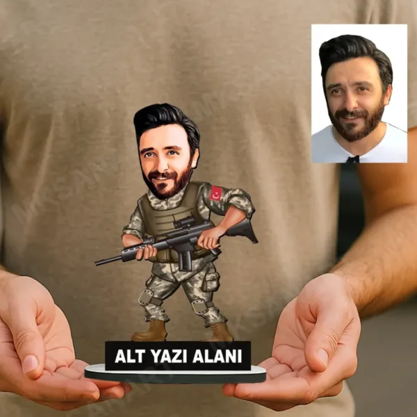 Kişiye Özel Komando Astsubay Asker Komutan Karikatürlü Biblo