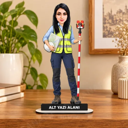 Kişiye Özel Harita Mühendisi Karikatürlü 18 cm MDF Masaüstü…