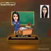 Kadın Öğretmen Temalı Kişiye Özel Karikatürlü 14 cm MDF Işıklı Biblo – Öğretmen Hediyesi | Öğretmene Özel Hediye 2. Model