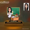 Kişiye Özel Kadın Labaratuvar Öğretmen Karikatürlü 14 cm MDF Işıklı Biblo – Öğretmen Hediyesi | Öğretmene Özel Hediye