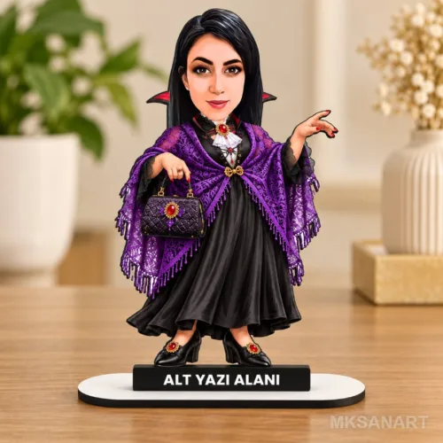 Kişiye Özel Fotoğraflı Cadılar Bayramı Karikatür MDF Karikat…
