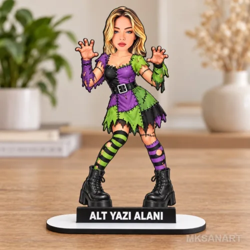 Cadılar Bayramı Karikatür MDF Temalı Kişiye Özel Karikatürlü…