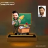 Kişiye Özel Resim Ogretmenler Günü Karikatürlü 14 cm MDF Işıklı Biblo – Öğretmen Hediyesi | Öğretmenler Günü Hediyesi