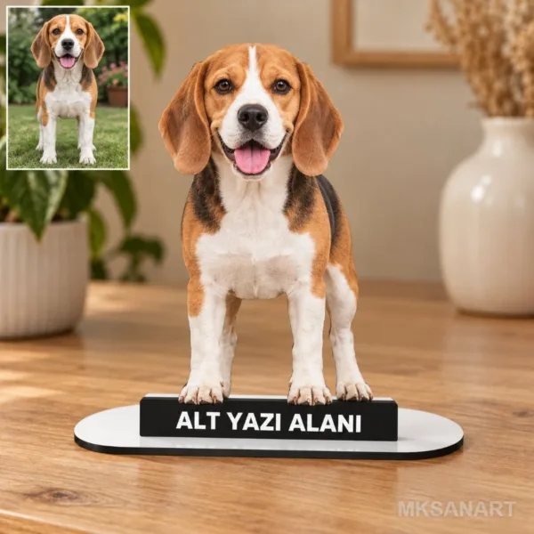 Kişiye Özel Evcil Hayvan Fotoğraflı MDF Karikatürlü 18 cm MDF Masaüstü Biblo - Masaüstü Hediye 2. Model