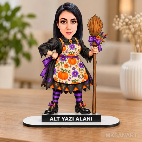 Kişiye Özel Cadılar Bayramı Karikatür MDF Karikatürlü 18 cm…