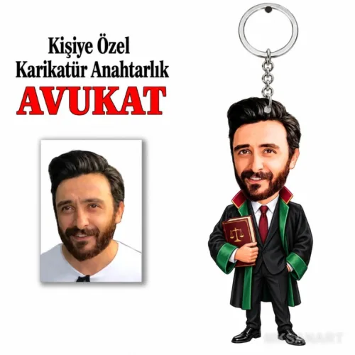 Kişiye Avukat Karikatür Anahtarlık Karikatürlü Kişiye Özel K…