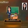 Kişiye Özel Fotoğraflı Kadın Öğretmen Karikatürlü 14 cm MDF Işıklı Biblo – Öğretmen Hediyesi | Öğretmene Özel Hediye
