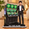Kişiye Özel Erkek Casino Makinesi Kisiye Karikatürlü 18 cm MDF Masaüstü Biblo – Masaüstü Hediye