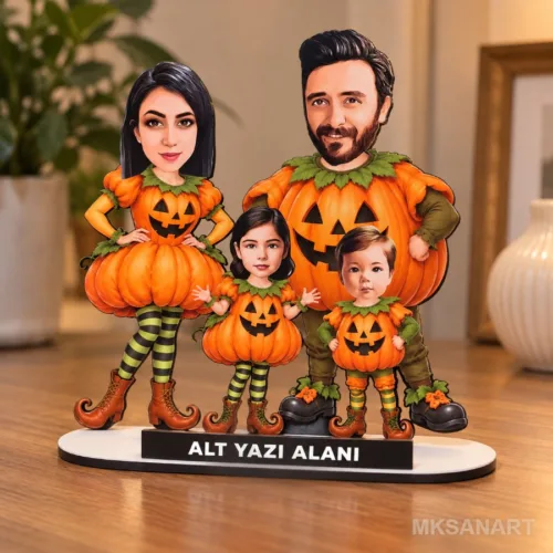 Kişiye Özel 4 Kişilik Cadılar Bayramı Karikatür MDF Karikatü…