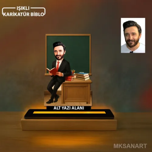 Erkek Sınıf Öğretmeni Temalı Kişiye Özel Karikatürlü 14 cm M…