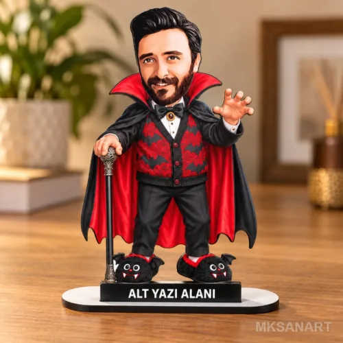 Fotoğraftan Kişiye Özel Cadılar Bayramı Karikatür MDF Karika…