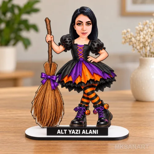 Kişiye Özel Fotoğraflı Cadılar Bayramı Karikatür MDF Karikat…