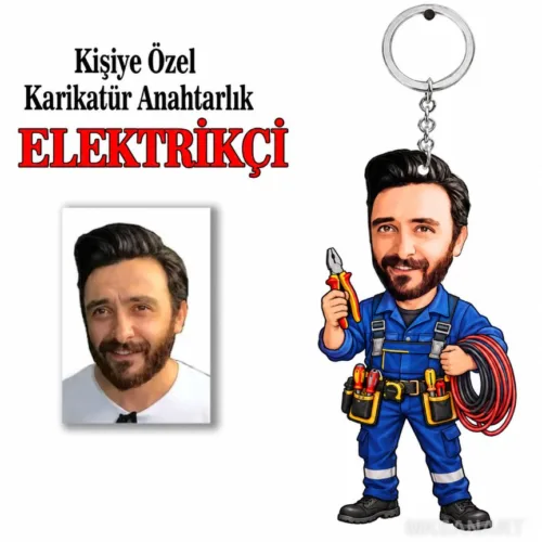 Fotoğraftan Kişiye Özel Kişiye Elektrikçi Anahtarlık Karikat…