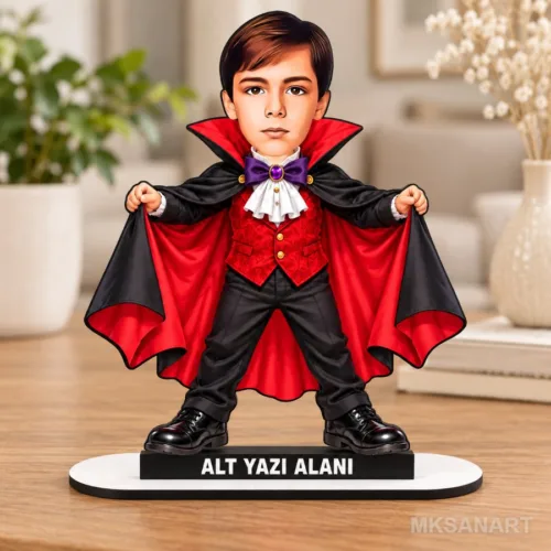 Kişiye Özel Vampir Çocuk Kostümlü Cadılar Karikatürlü 18 cm…