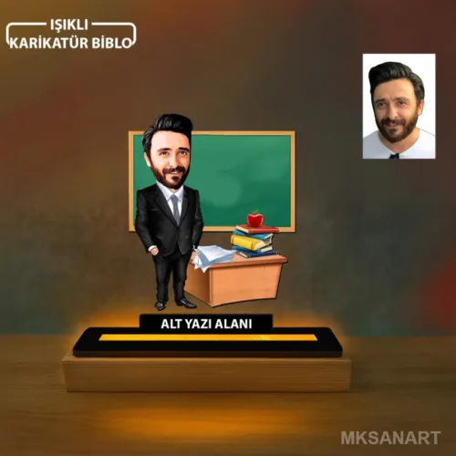 Erkek Sınıf Öğretmeni Karikatürlü Kişiye Özel Karikatürlü 14…