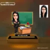 Fotoğraftan Tasarlanan Kadın Öğretmen Karikatürlü 14 cm MDF Işıklı Biblo – Öğretmen Hediyesi | Öğretmene Özel Hediye